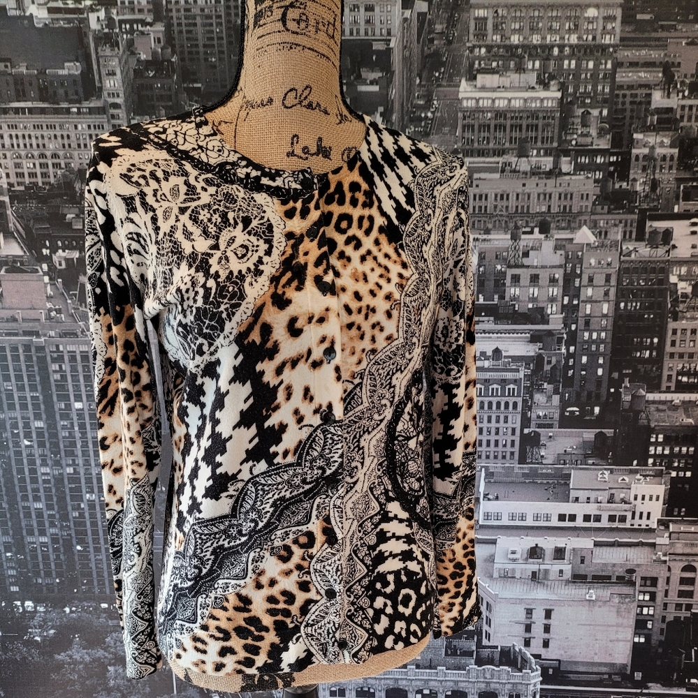 August Silk Ladies Leopard Cardigan Small